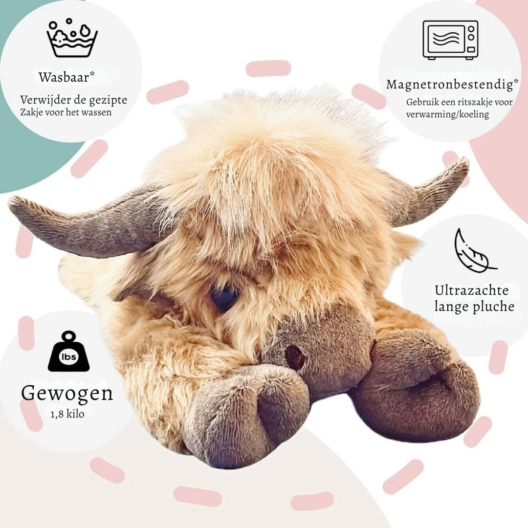 KnuffelKoe Warm & Rust – De ultieme troostknuffel met warmte