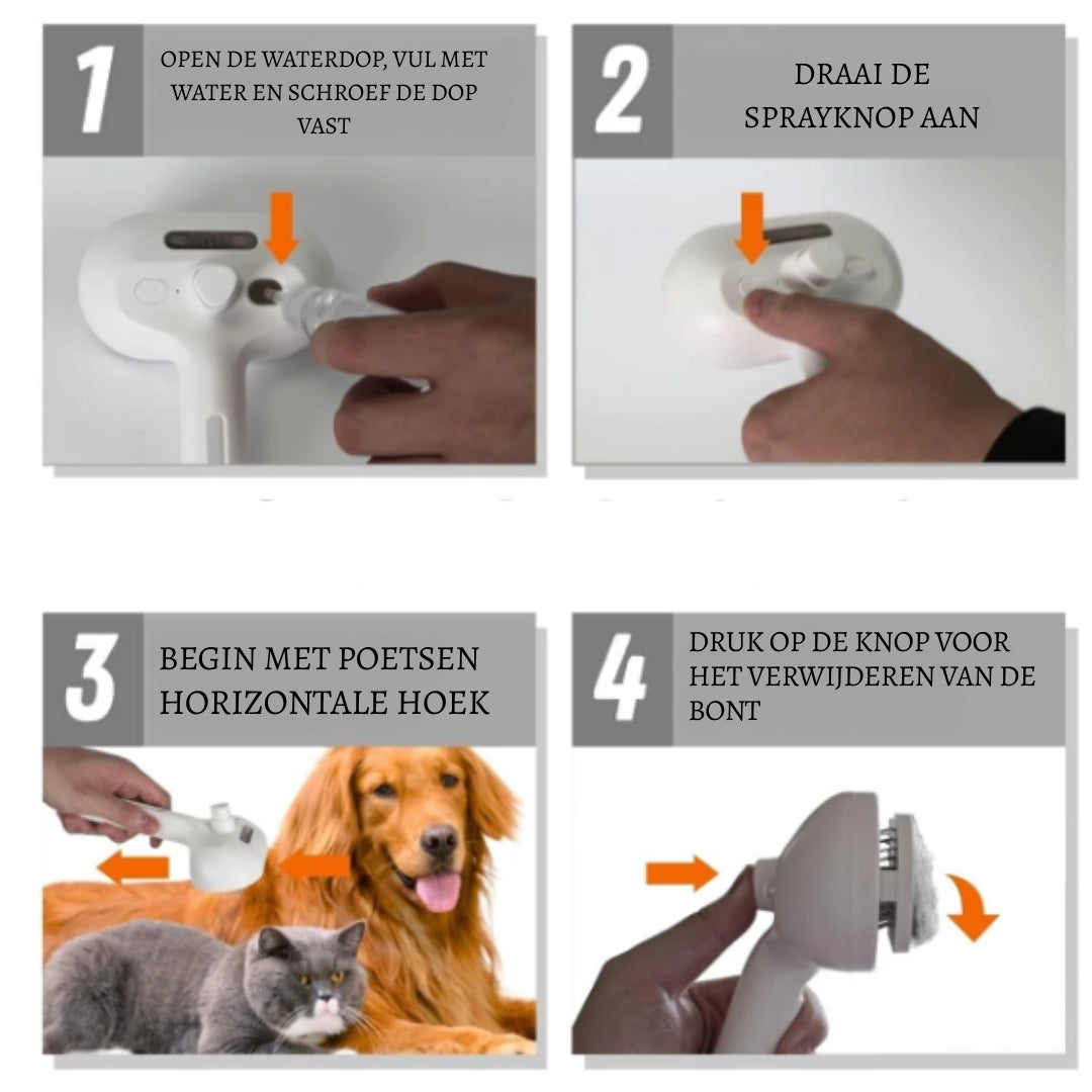 FluweelBorstel Mist – Hydraterende & masserende borstel voor je huisdier