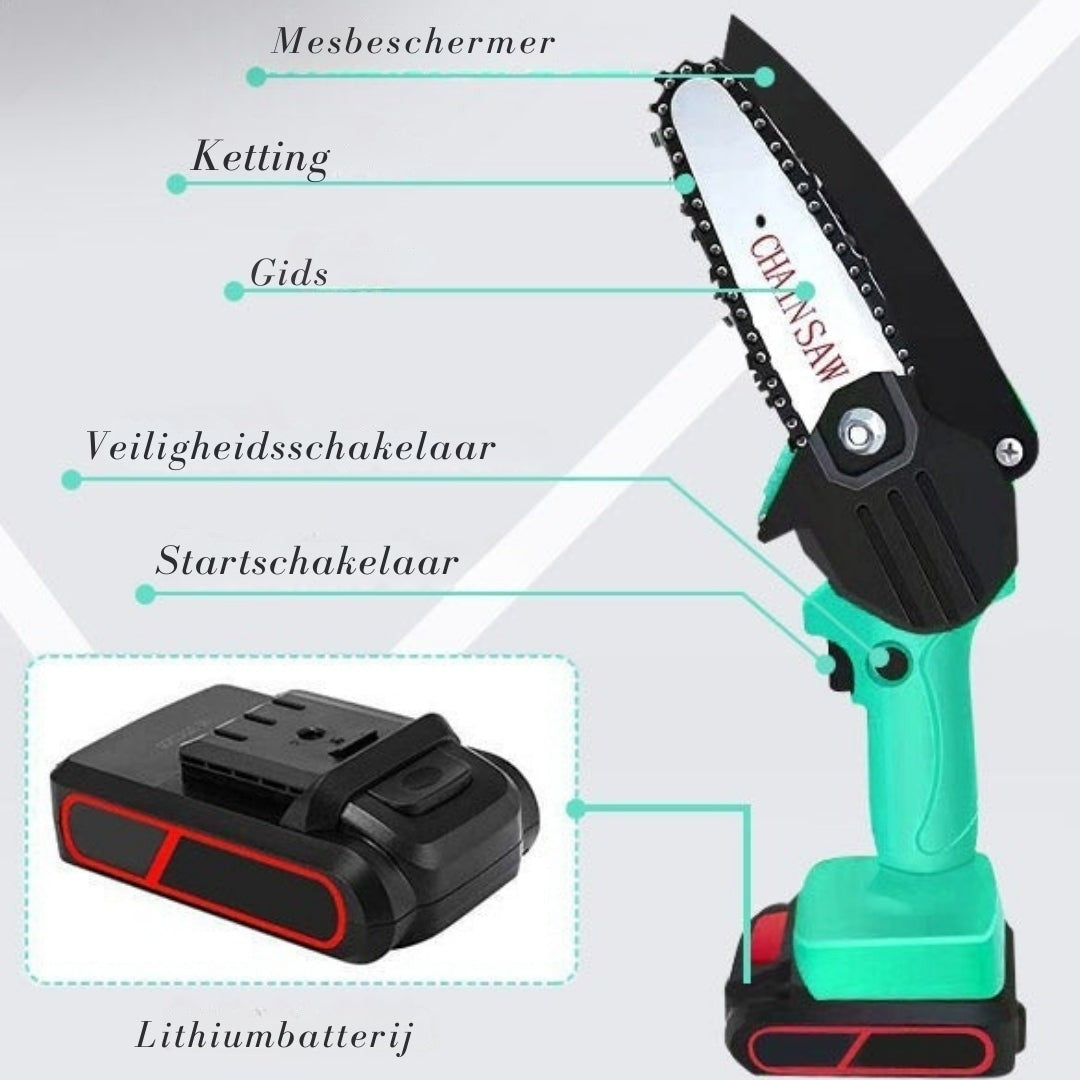 PowerPruner – Compacte kettingzaag voor moeiteloos snoeien